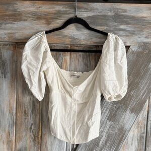 Abercrombie & Fitch Linen Puff Sleeve Blouse